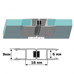 Магнитный уплотнитель для душевой кабины 6 мм M1219 угол 180° длина 2,2 м