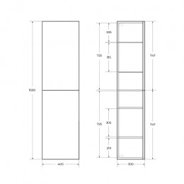 BelBagno Шкаф подвесной Due 40/150 оружейная сталь ручки Матовый тёмный никель
