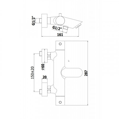 Смеситель для ванны Paffoni Light LIQ022ST сталь