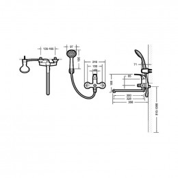 Смеситель Bravat Fit Cet F00416C для ванны c душевой стойкой