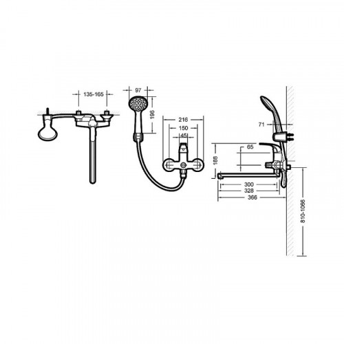 Смеситель Bravat Fit Cet F00416C для ванны c душевой стойкой