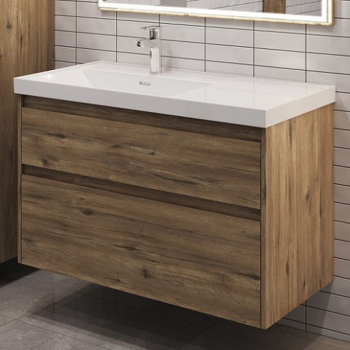 Aquanet Тумба с раковиной Nova Lite 2.0 90 L подвесная дуб рустикальный