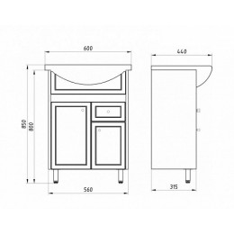 ASB-Mebel Мебель для ванной Орхидея 60 белое дерево