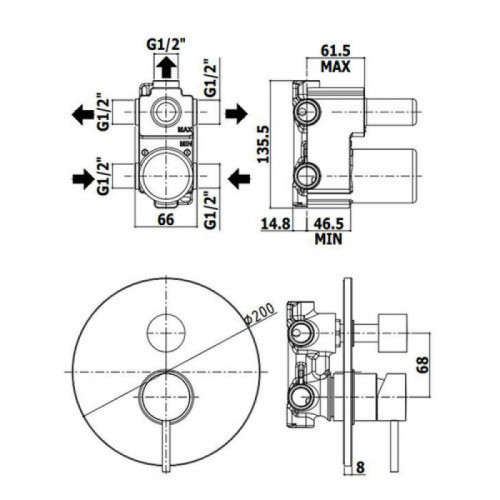 Смеситель для душа Paffoni Light LIG019HG золото