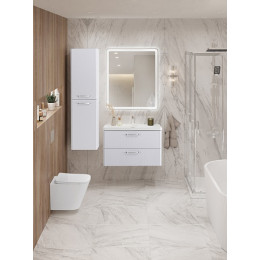 BelBagno Тумба с раковиной Due 80 подвесная Белый металлик ручки Хром полированный