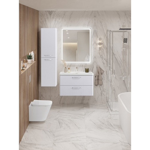 BelBagno Тумба с раковиной Due 80 подвесная Белый металлик ручки Хром полированный