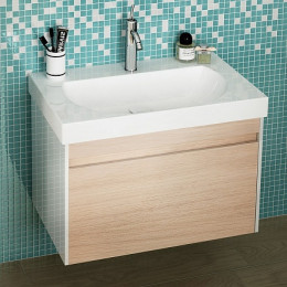 Kerama Marazzi Тумба с раковиной BUONGIORNO 80 подвесная, дуб с 1 ящиком