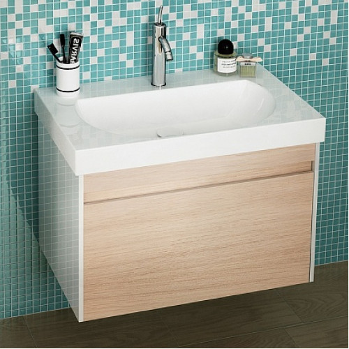 Kerama Marazzi Тумба с раковиной BUONGIORNO 80 подвесная, дуб с 1 ящиком