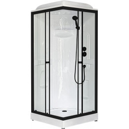 Royal Bath Душевая кабина HP RB 90HP1-T-BL 90x90 стекло прозрачное профиль черный матовый