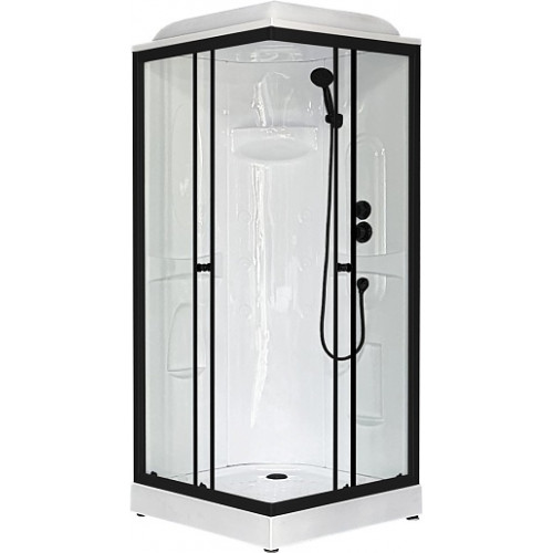 Royal Bath Душевая кабина HP RB 90HP1-T-BL 90x90 стекло прозрачное профиль черный матовый