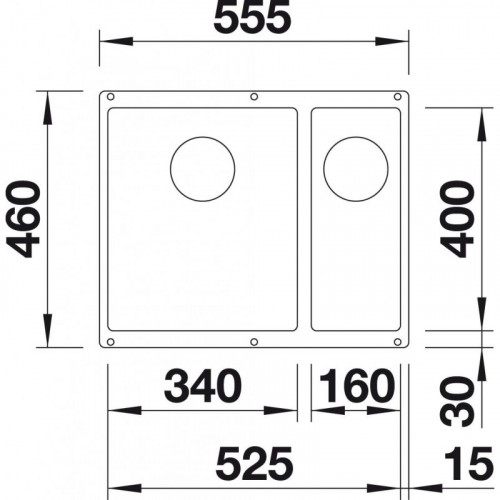 Кухонная мойка Blanco Subline 340/160-U (чаша справа), темная скала