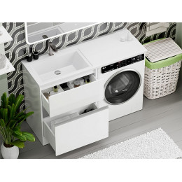 Misty Тумба с раковиной под стиральную машину Ингрид 130 L белая