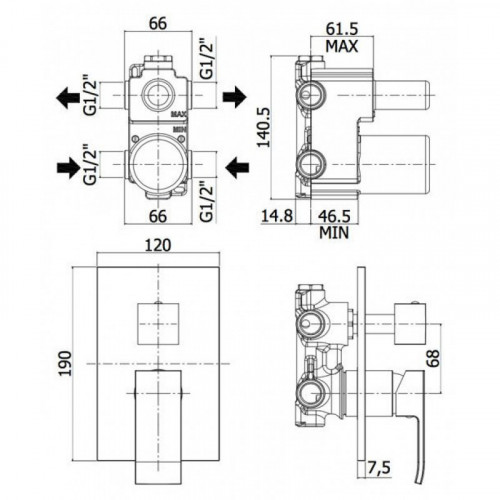 Смеситель для душа Paffoni Level LES018CR/M хром