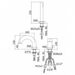 Смеситель на борт ванны Paffoni Light LIG040LCR Хром