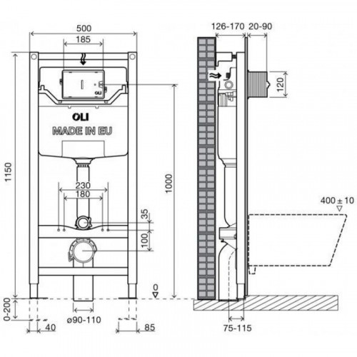 Инсталляция для унитаза Oli OLI120 Plus 154081 электроника