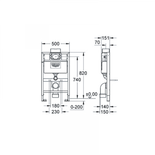 Инсталляция для подвесных унитазов Grohe Rapid SL 38526000