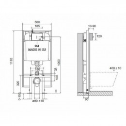 Инсталляция для унитаза Oli OLI74 Plus 077746 Sanitarblock, электроника