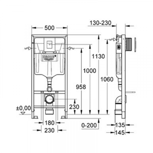 Инсталляция для подвесного унитаза Grohe Rapid SL 38772001