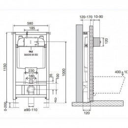 Инсталляция для унитаза Oli OLI74 Plus 878626 cap AC, Sanitarblock
