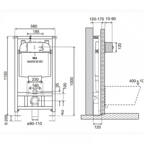 Инсталляция для унитаза Oli OLI74 Plus 878626 cap AC, Sanitarblock
