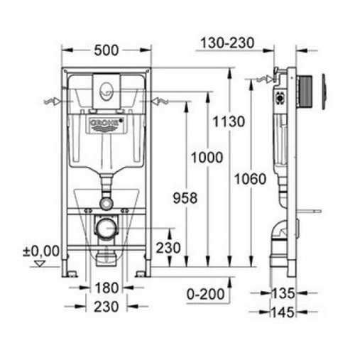 Инсталляция для подвесного унитаза Grohe Rapid SL 38750001