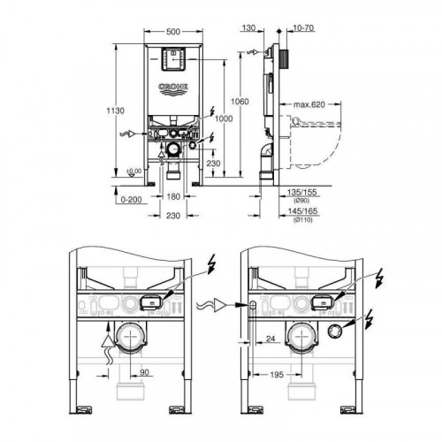 Инсталляция для подвесного унитаза Grohe Rapid SLX 39596000 без клавиши