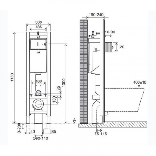 Инсталляция для унитаза Oli Quadra 280490m Sanitarblock, механическая