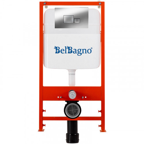 Комплект 2 в 1 Система инсталляции для унитазов BelBagno BB026 с кнопкой смыва BB071CR