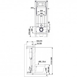 Инсталляция для унитаза Berges Atom 410 040332 кнопка черная