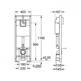 Инсталляция для подвесного унитаза Grohe Rapid SL 38713001 узкая