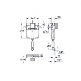 Бачок скрытого монтажа Grohe Grohedal GD2 38661000 пневматический