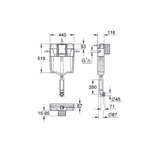 Бачок скрытого монтажа Grohe Grohedal GD2 38661000 пневматический