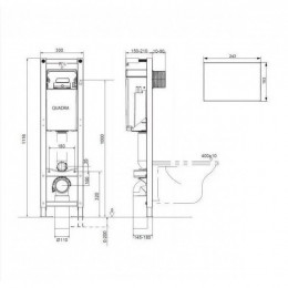 Инсталляция для унитаза Oli Quadro 09262Q + панель слива RIVER DUAL хром глянец