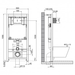 Комплект 2 в 1 Система инсталляции для унитазов BelBagno BB002-80 с кнопкой смыва BB014-SR-BIANCO