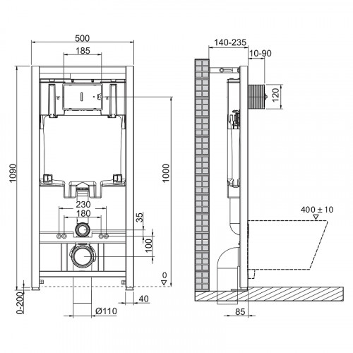 Комплект 2 в 1 Система инсталляции для унитазов BelBagno BB002-80 с кнопкой смыва BB014-SR-BIANCO