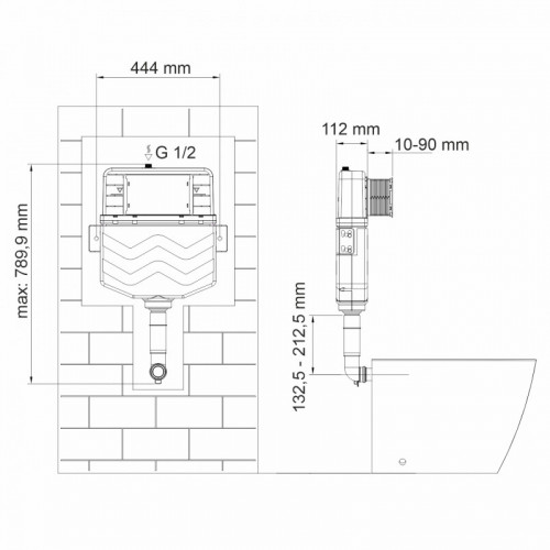 Встраиваемый смывной бачок WasserKRAFT Aller 10TLT.031.ME.PB01