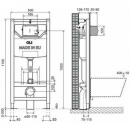 Инсталляция для унитаза Oli OLI120 100409mSl00 + панель слива SLIM хром глянец