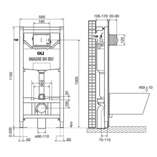 Инсталляция для унитаза Oli Eco Sanitarblock pneumatic 879235 CR14090879235