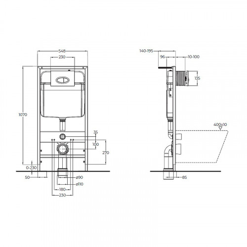 Комплект 2 в 1 Система инсталляции для унитазов BelBagno BB026 с кнопкой смыва BB042BL