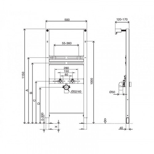 Инсталляция для раковины OLI Washbasin 881857 50x115