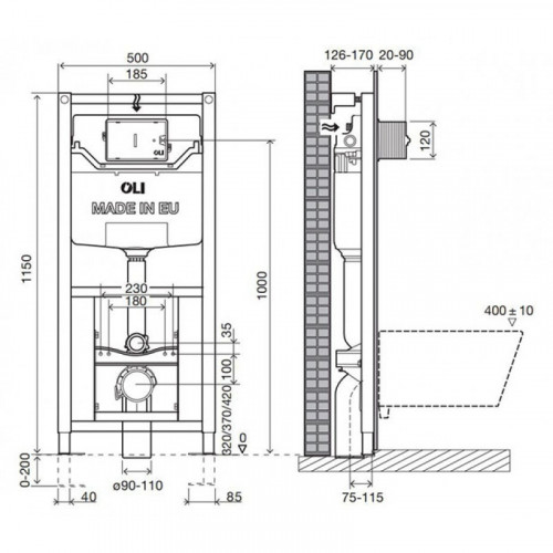 Инсталляция для унитаза Oli OLI120 Plus 154083 механическая