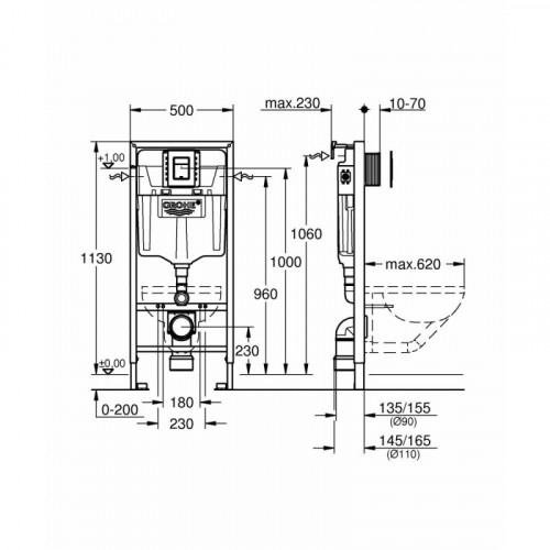 Система инсталляции для подвесного унитаза Grohe Rapid SL 39501000