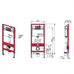 Инсталляция для подвесного унитаза Tece Base 9400413 с клавишей смыва