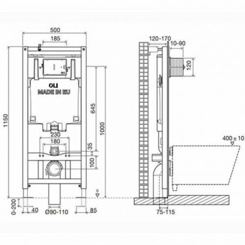 Инсталляция для унитаза Oli OLI80 300572mSl01 + панель слива SLIM белая