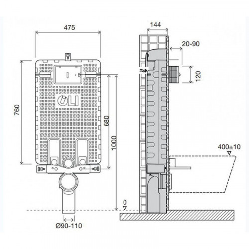 Бачок-инсталляция Oli OLI120 Plus 878623 cap AC Block