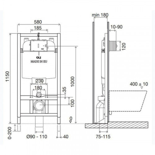 Инсталляция для унитаза Oli OLI74 Plus Free standing 601824 механическая