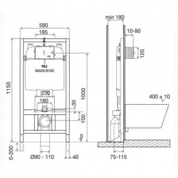 Инсталляция для унитаза Oli OLI74 Plus 077752 Sanitarblock, самонесущая, электроника