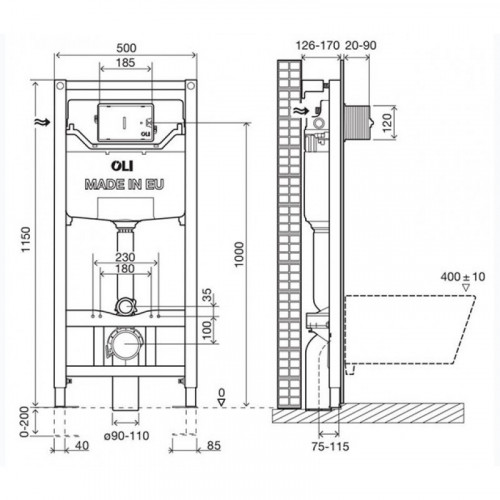 Инсталляция для унитаза Oli OLI120 Plus 878846 Hydroboost