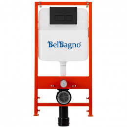 Комплект 2 в 1 Система инсталляции для унитазов BelBagno BB026 с кнопкой смыва BB044NERO