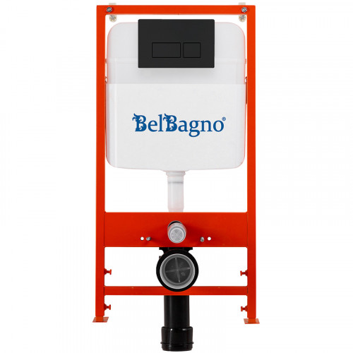 Комплект 2 в 1 Система инсталляции для унитазов BelBagno BB026 с кнопкой смыва BB044NERO
